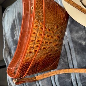 Brahmin Orange-Brown Crocodile-Embossed Clutch